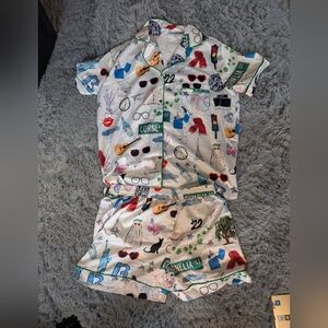 Playful Print Pajama Set in White by Bedtime Bliss